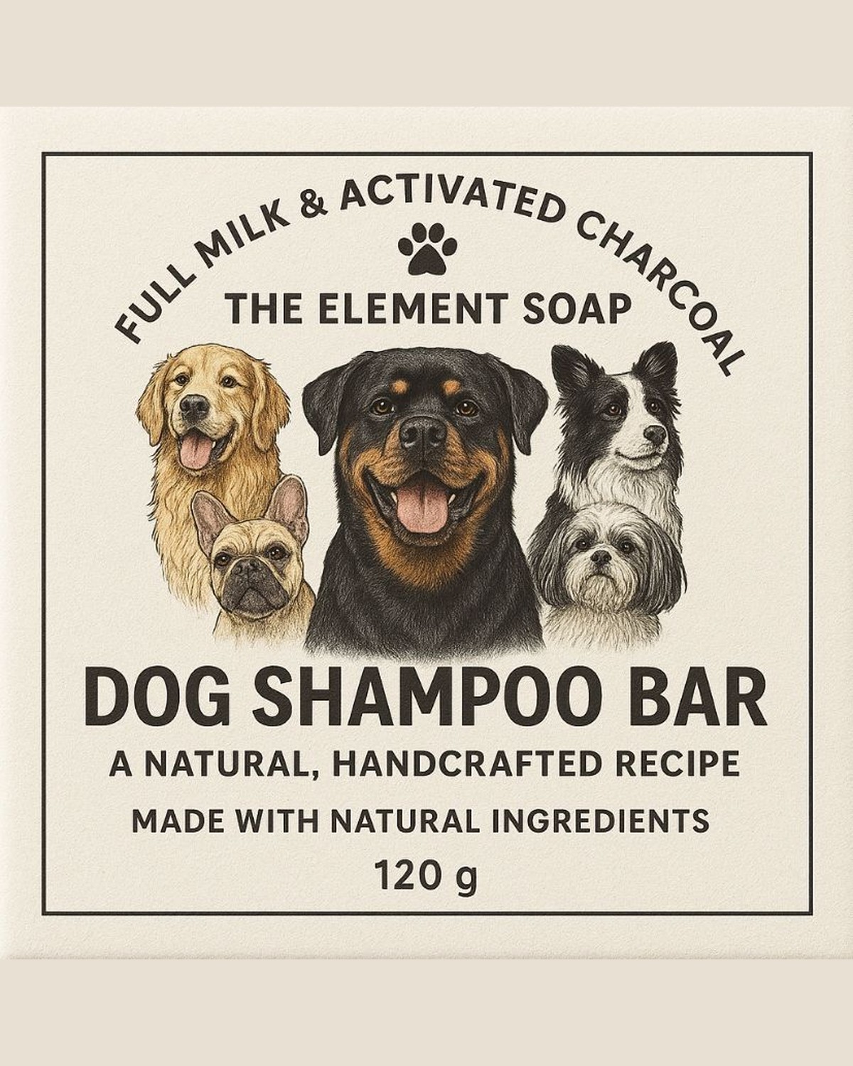 Full-Milk & Activated Charcoal Shampoo Bar for Dogs